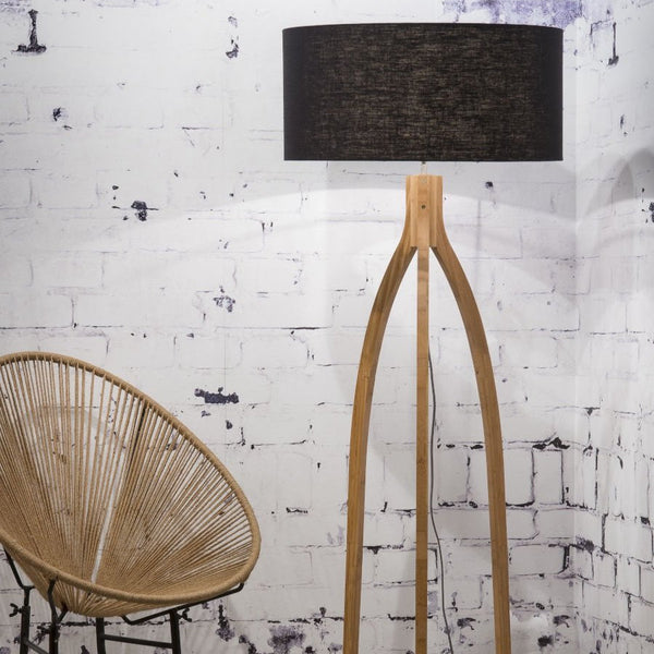 Lampadaire Annapurna Bambou et Lin Noir 159 cm