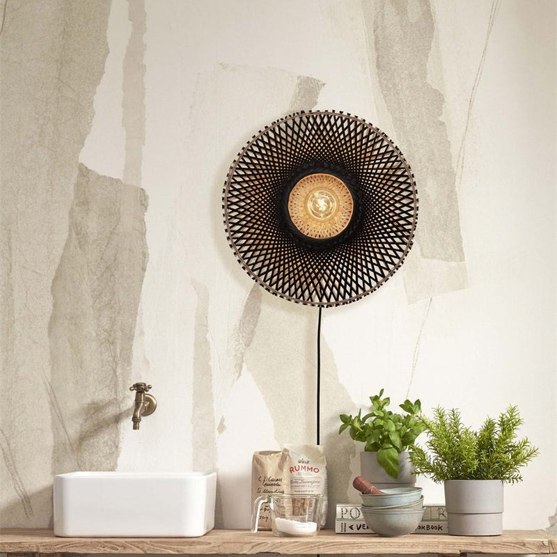 Applique Murale Kalimantan Bambou Noir et Naturel 44 cm