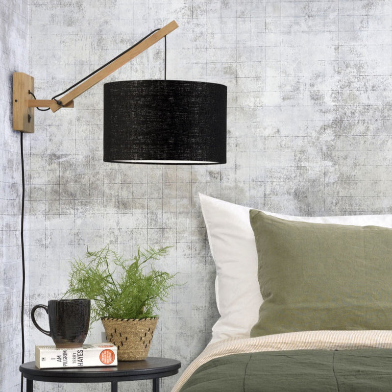 Applique Murale Andes Bambou et Lin Noir 35 cm