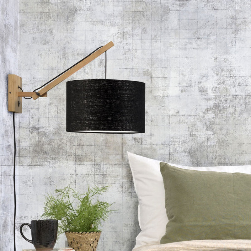 Applique Murale Andes Bambou Naturel et Lin Noir