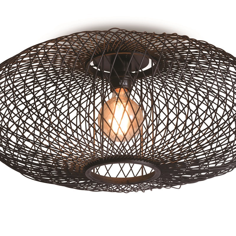 Plafonnier Cango Ellipse Bambou Noir 60 cm