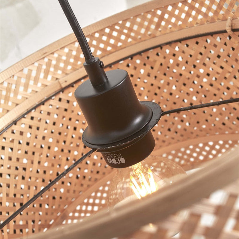 Lampadaire Bhutan Bambou Noir et Naturel 150 cm