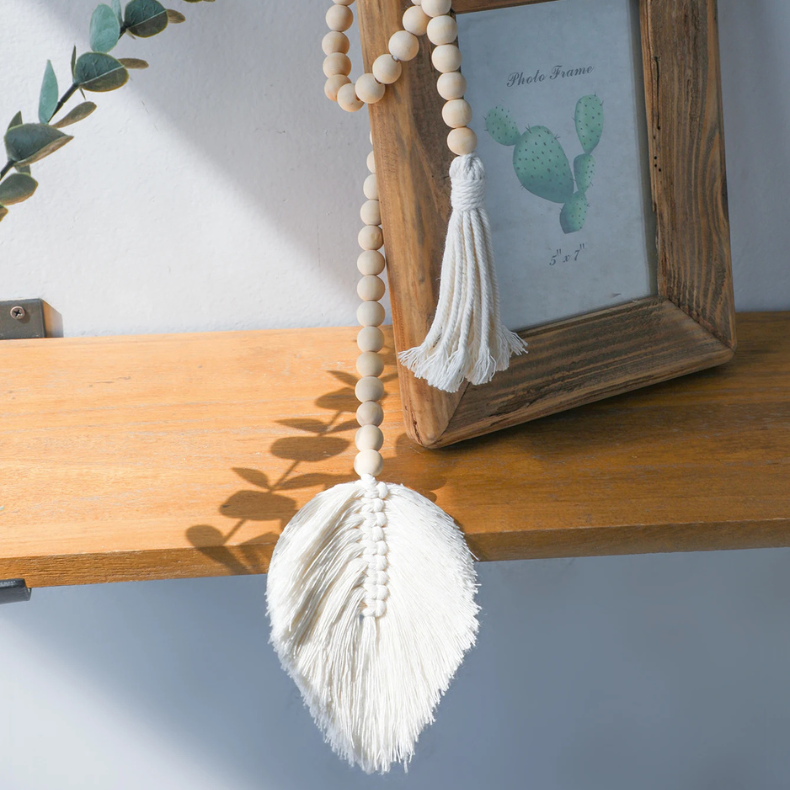 Pompon Bohème en Perles Bois Fait Main