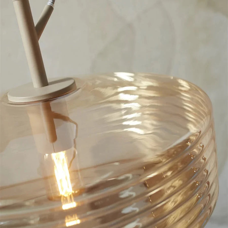 Suspension Verona Verre Strié Ambre Ø35 cm