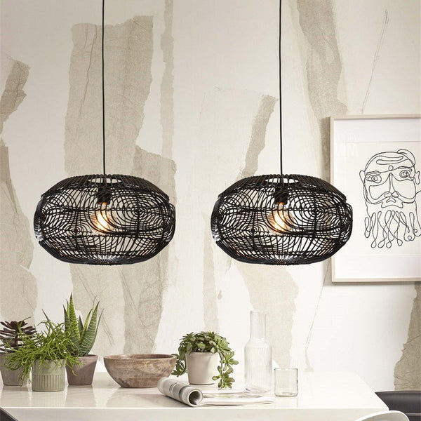 Suspension Madeira Rotin Noir 48 cm