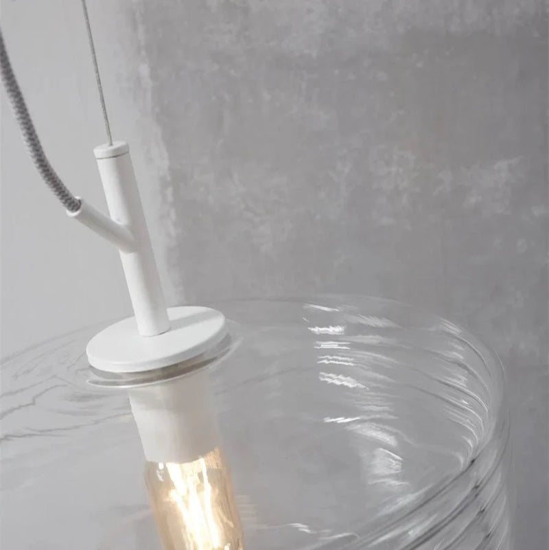Suspension Verona Verre Strié Transparent Ø35 cm