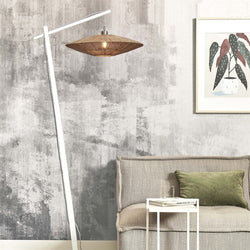Lampadaire Iguazu Jute et Bambou Blanc Naturel