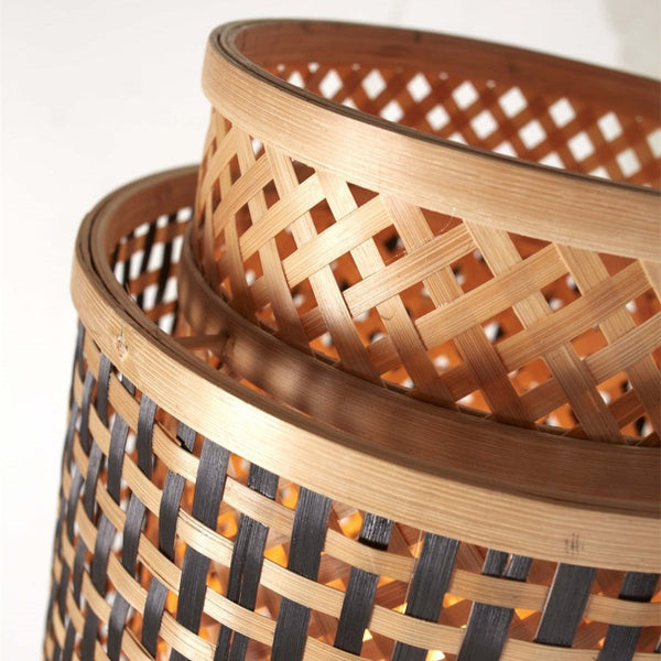 Lampadaire Bhutan Bambou Noir et Naturel 145 cm