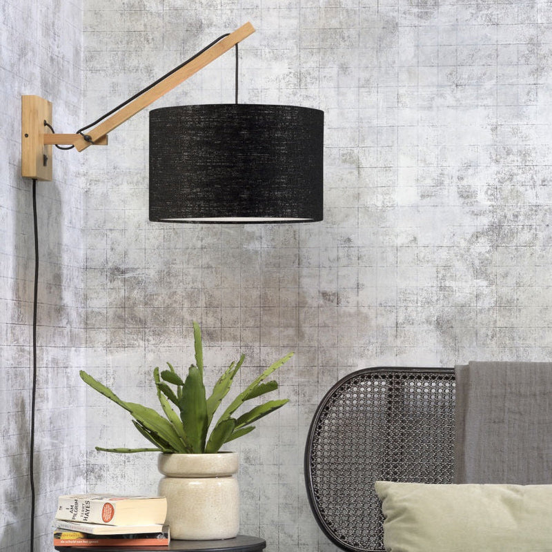 Applique Murale Andes Bambou Naturel et Lin Noir