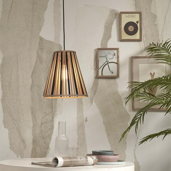 Suspension Merapi Bambou Noir et Naturel 30 cm
