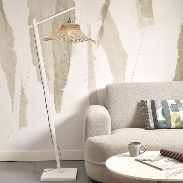 Lampadaire Ibiza Bambou Blanc et Naturel 150 cm