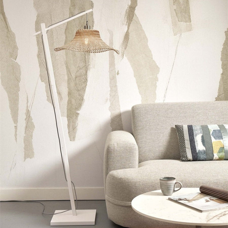 Lampadaire Ibiza Bambou Blanc et Naturel 150 cm
