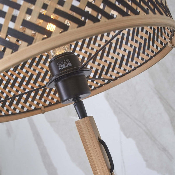 Lampadaire Java Straight Bambou Naturel et Noir 128 cm