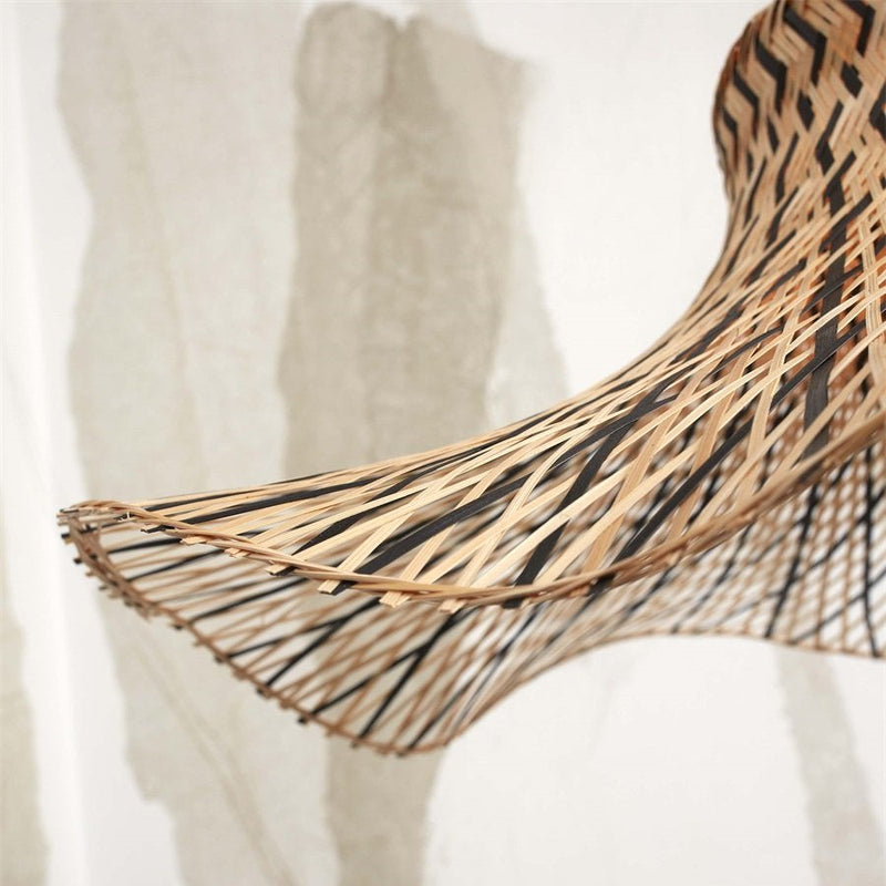 Plafonnier Ibiza Wavy Bambou Naturel et Noir 65 cm