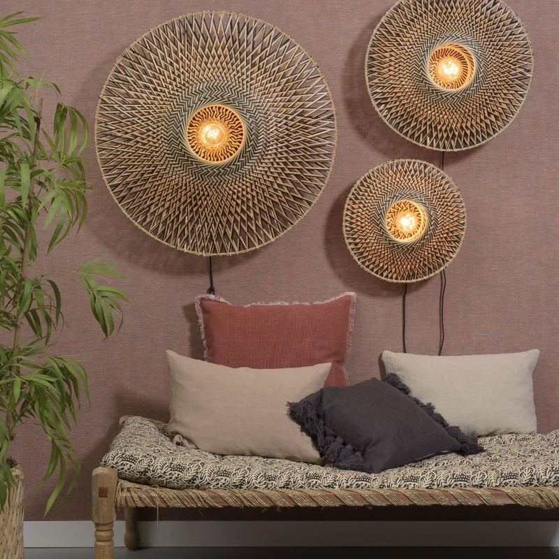 Applique Murale Bali Bambou Noir et Naturel 44 cm
