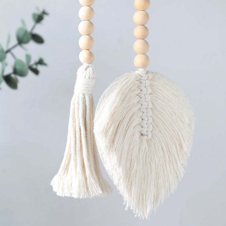 Pompon Bohème en Perles Bois Fait Main