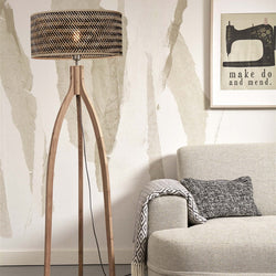 Lampadaire Java 3 Pieds Bambou Naturel et Noir 150 cm
