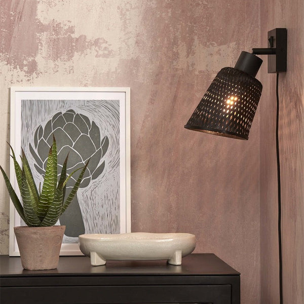 Applique Murale Java Bambou Noir 15 cm