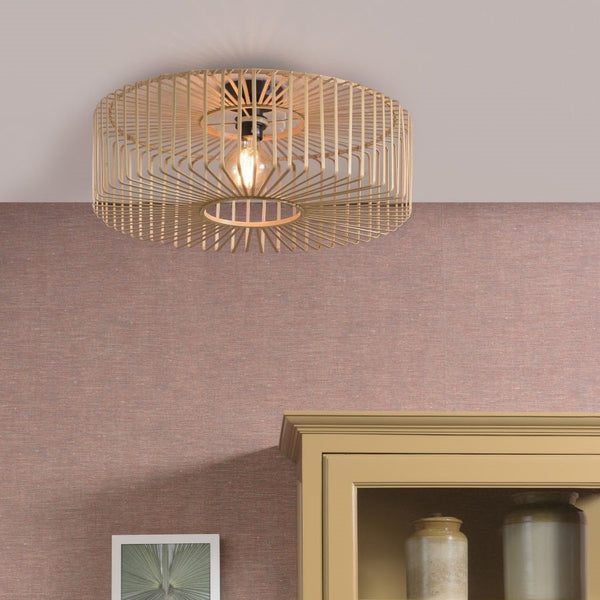 Plafonnier Bromo Rond Bambou Naturel 60 cm