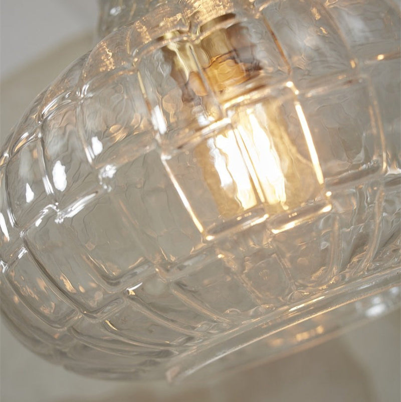 Suspension Venice Goutte Verre Transparent & Doré 24 cm