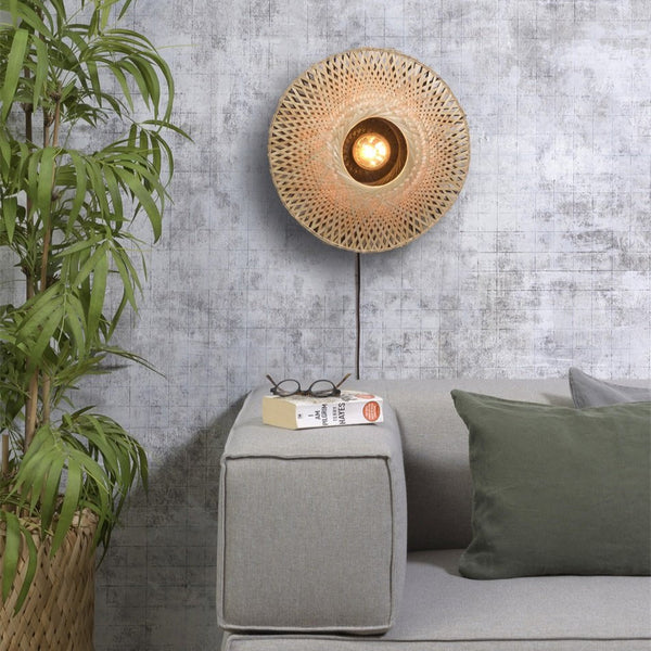 Applique Murale Kalimantan Bambou Naturel et Noir 44 cm