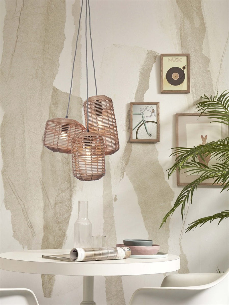 Suspension Tanami Rotin Naturel 3 Tubes 50 cm