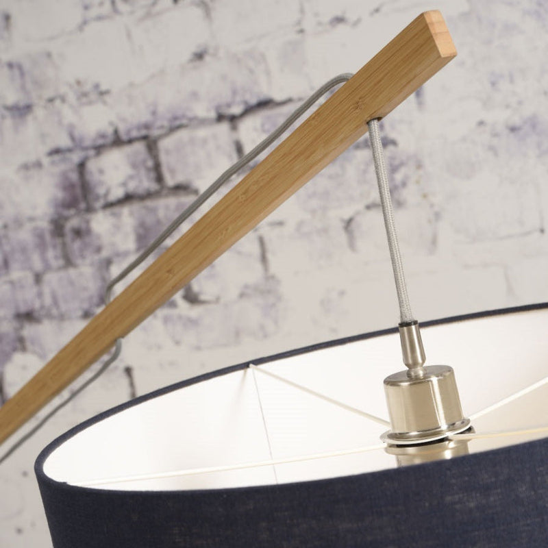 Lampadaire Montblanc Bambou et Lin Noir 218 cm