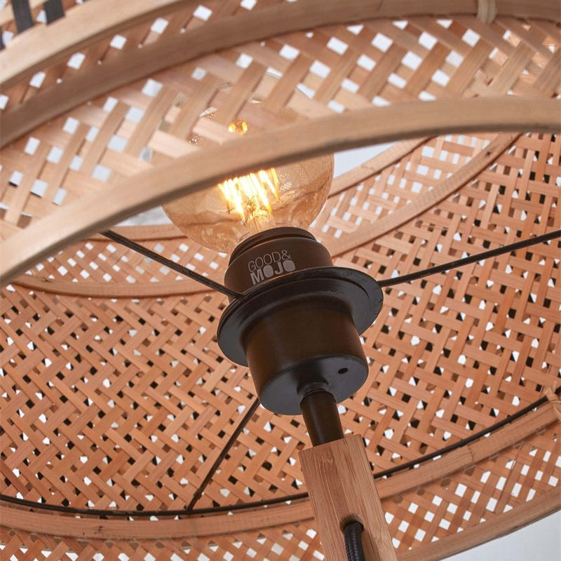 Lampadaire Bhutan Bambou Naturel et Noir 130 cm
