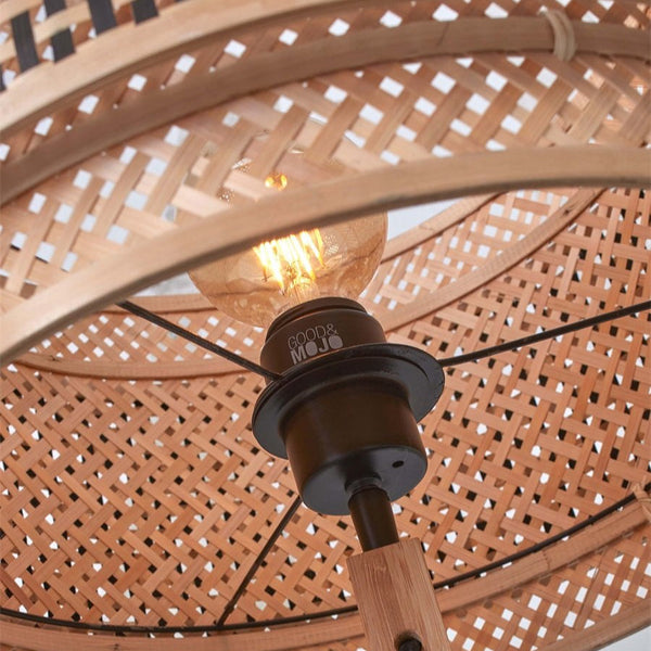 Lampadaire Bhutan Bambou Naturel et Noir 130 cm