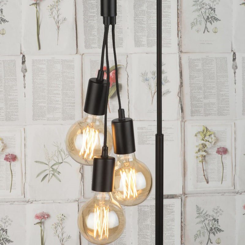 Lampadaire Oslo Fer et Ciment Noir pour 3 Ampoules 190 cm