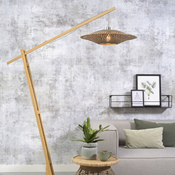 Lampadaire Bali Bambou Naturel et Noir 218 cm