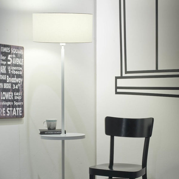 Lampadaire Monaco Fer Nickelé et Coton Noir 170 cm