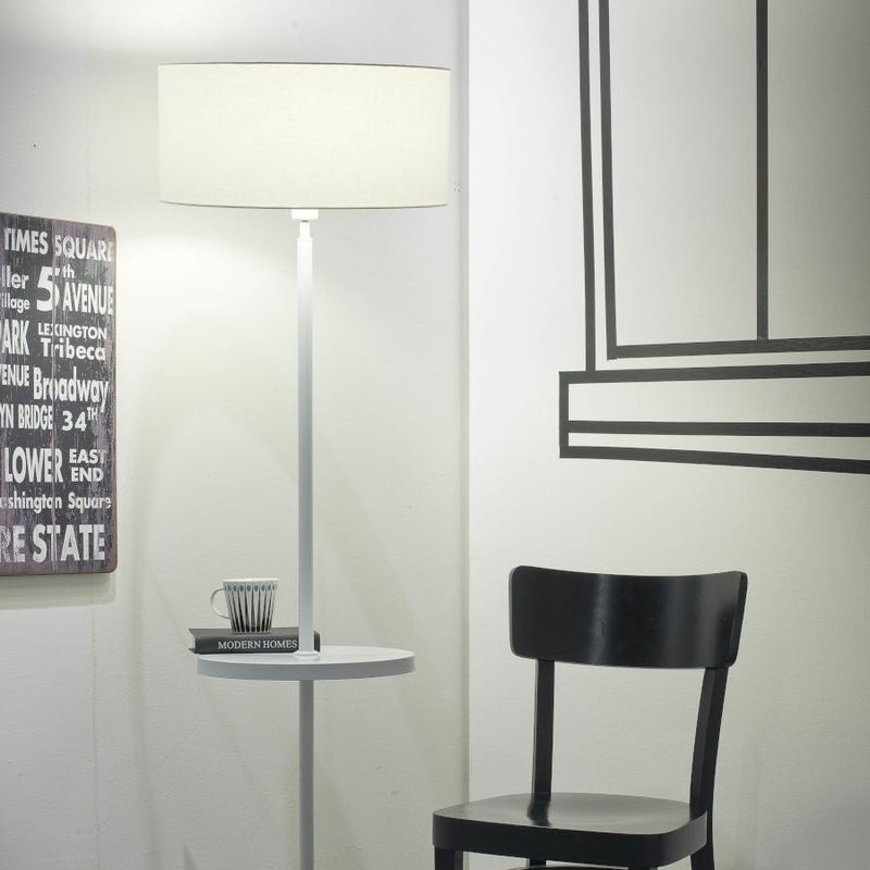 Lampadaire Monaco Fer Nickelé et Coton Noir 170 cm