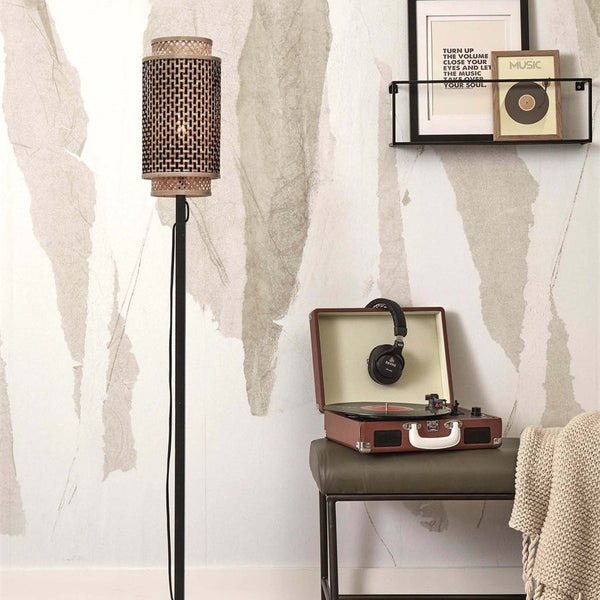 Lampadaire Bhutan Bambou Noir et Naturel 145 cm