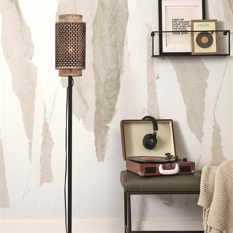 Lampadaire Bhutan Bambou Noir et Naturel 145 cm