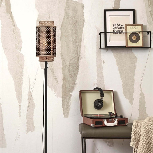 Lampadaire Bhutan Bambou Noir et Naturel 145 cm