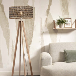 Lampadaire Java 4 Pieds Bambou Naturel et Noir 175 cm