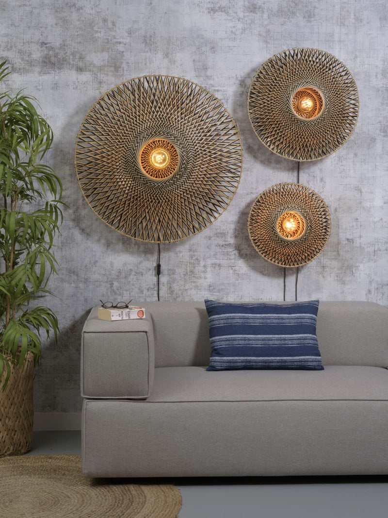 Applique Murale Bali Bambou Noir et Naturel 87 cm