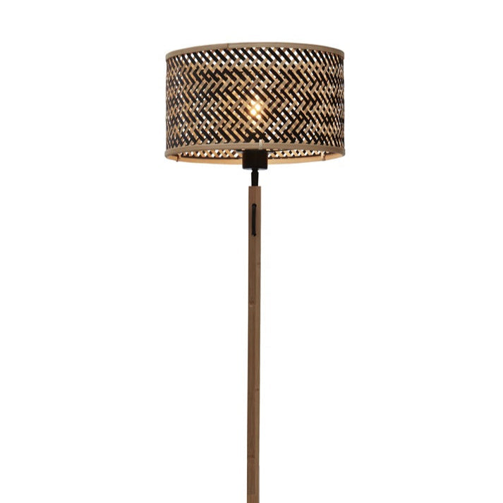 Lampadaire Java Droit Bambou Naturel et Noir 128 cm