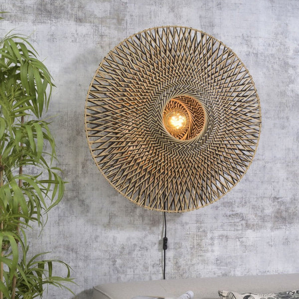 Applique Murale Bali Bambou Noir et Naturel 87 cm