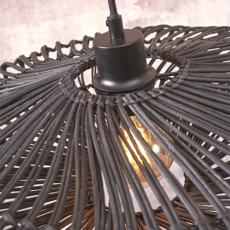 Lampadaire Zanzibar Rotin et Bambou Noir 150 cm