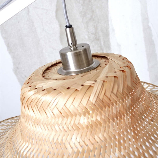 Lampadaire Ibiza Bambou Blanc et Naturel 150 cm