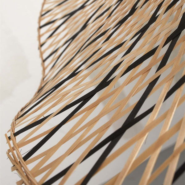 Plafonnier Ibiza Wavy Bambou Naturel et Noir 65 cm