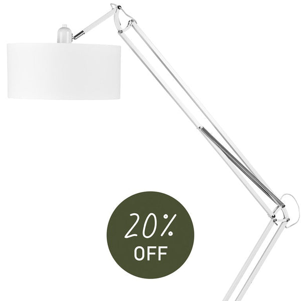 Lampadaire Milano Fer Nickelé et Coton Noir 235 cm