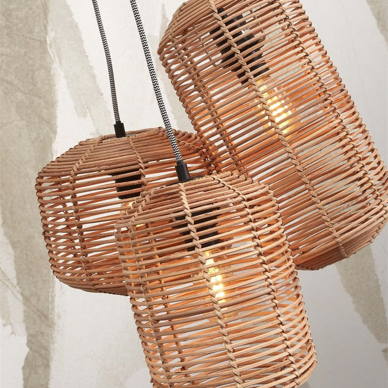 Suspension Tanami Rotin Naturel 3 Tubes 50 cm