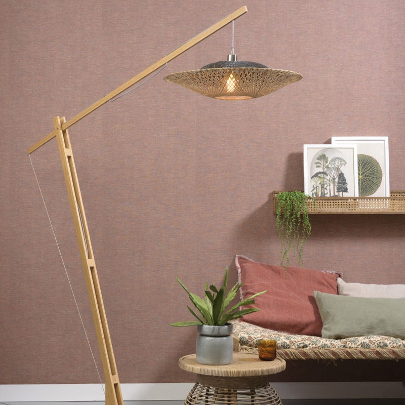 Lampadaire Kalimantan Bambou Naturel et Noir 218 cm