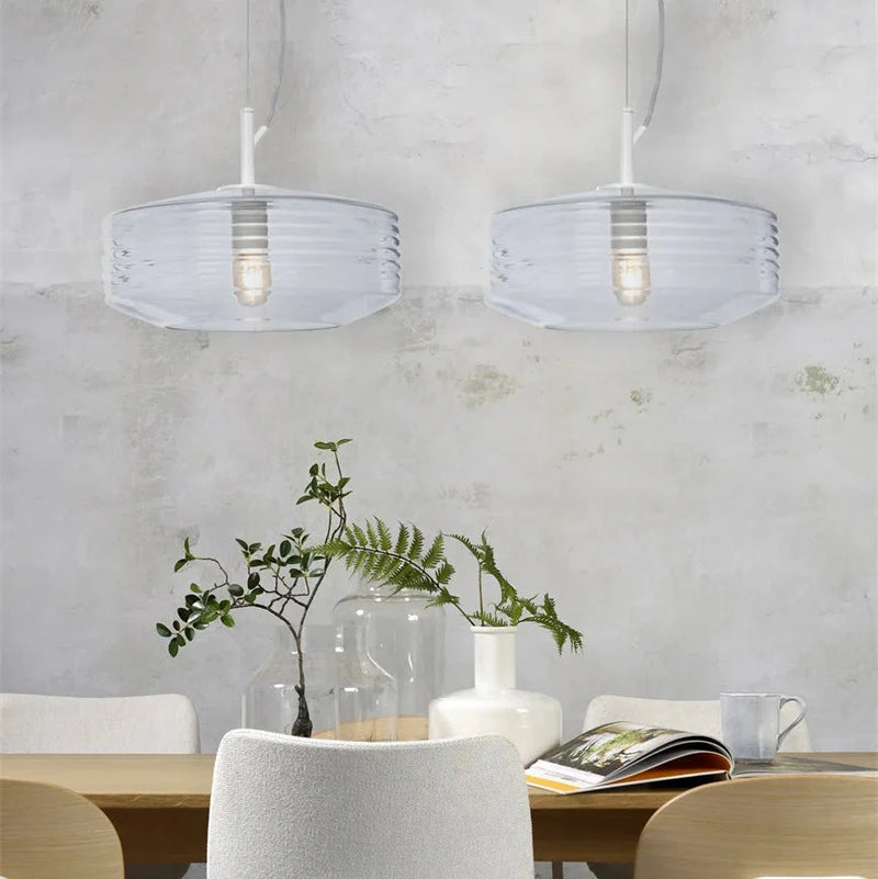 Suspension Verona Verre Strié Transparent Ø35 cm