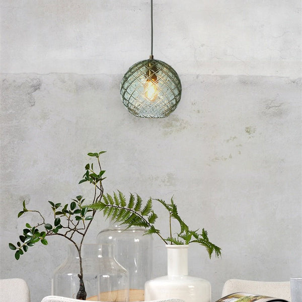 Suspension Venice Globe Verre Vert & Doré 22 cm