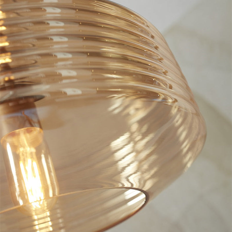 Suspension Verona Verre Strié Ambre Ø35 cm