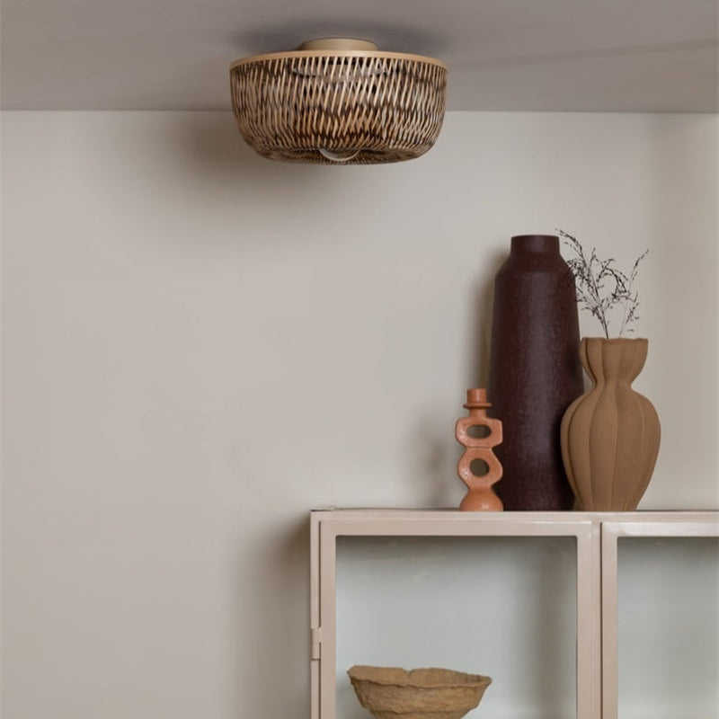 Plafonnier Barbados Bambou Naturel et Brun 35 cm